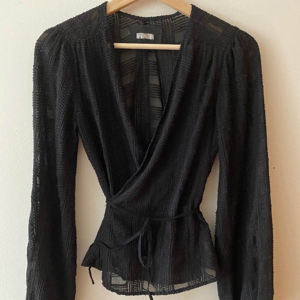 Embroidered Reformation Wrap Top!